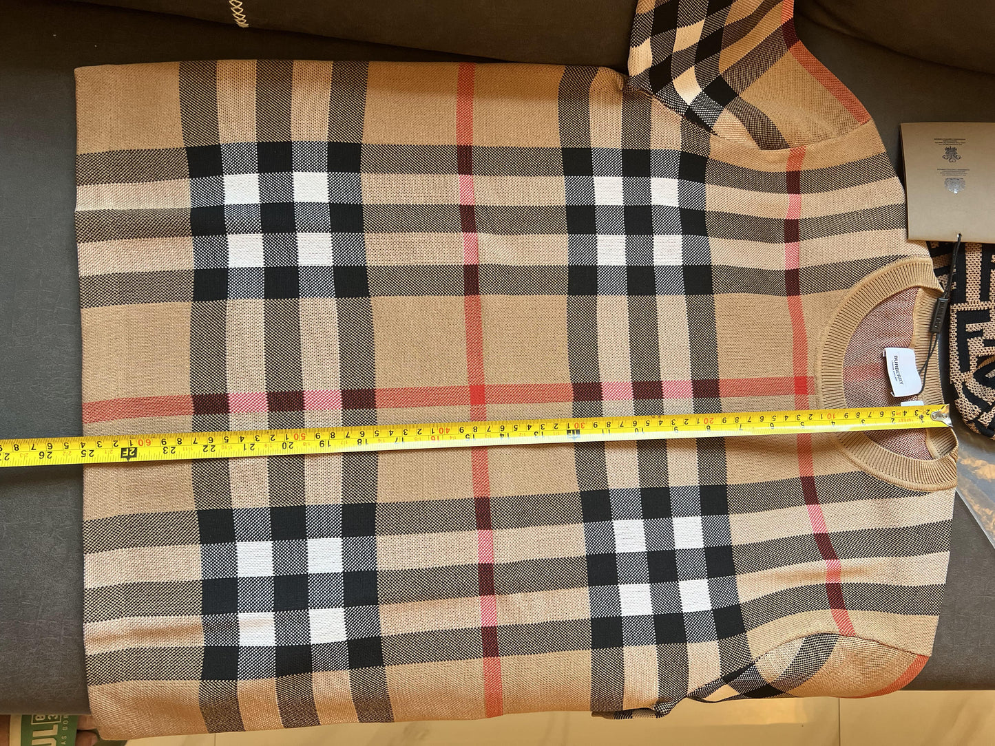 Burberry Checked Short-Sleeve Knit Top