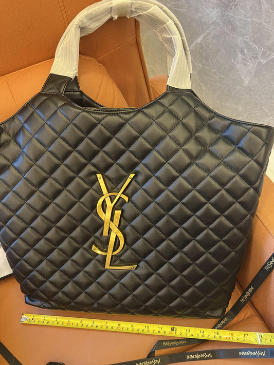 YSL Saint Laurent icare maxi shopping bag in quilted lambskin Black