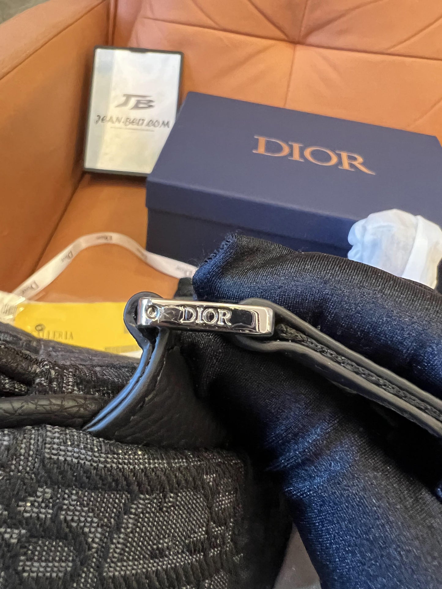 Dior saddle bag in black oblique jacquard