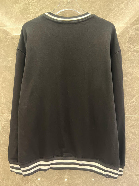 Balmain Paris Logo Sweatshirt – Black with White Striped Ribbing