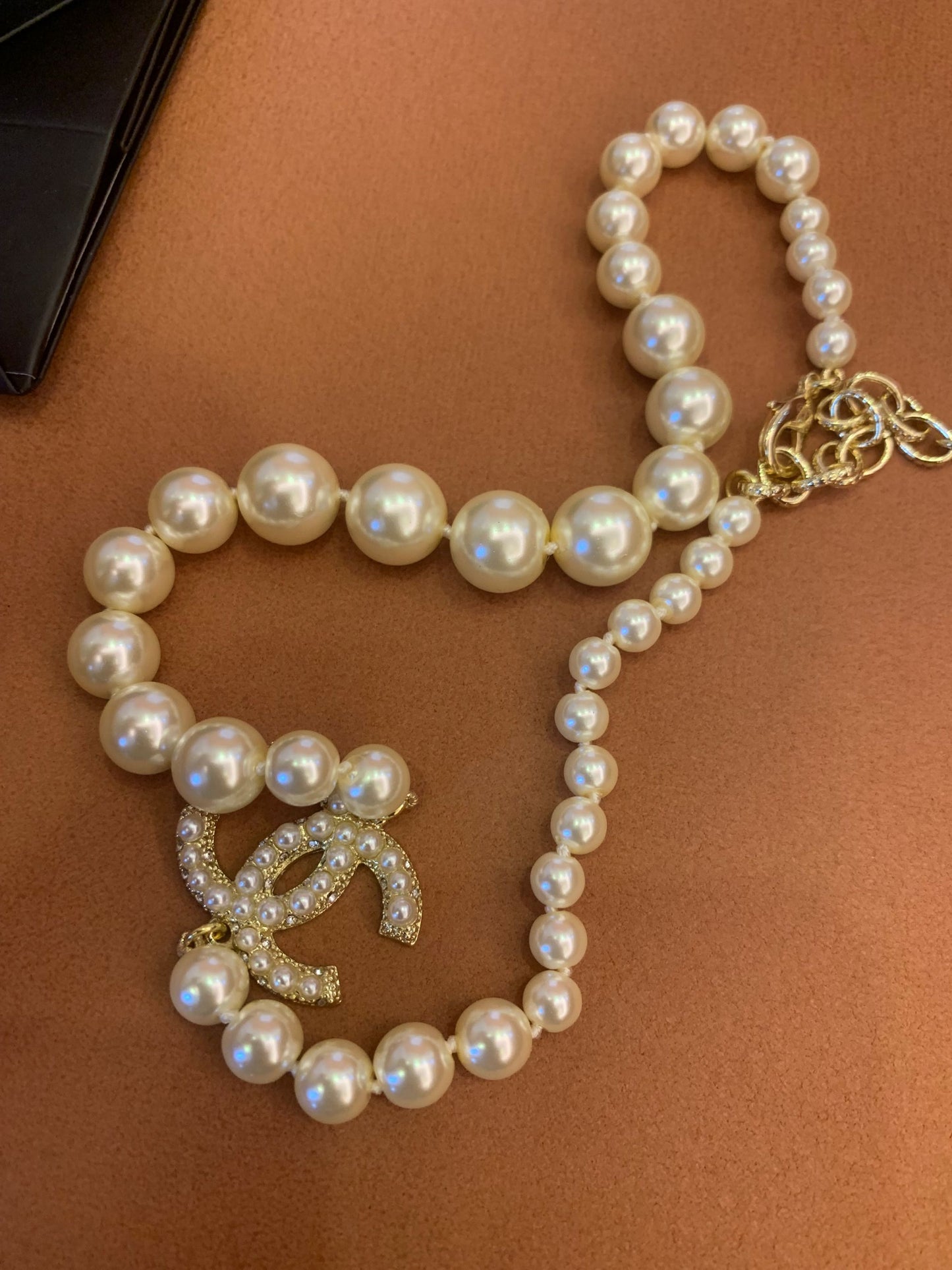 Chanel Pearl Necklace with Signature CC Pendant and Crystal