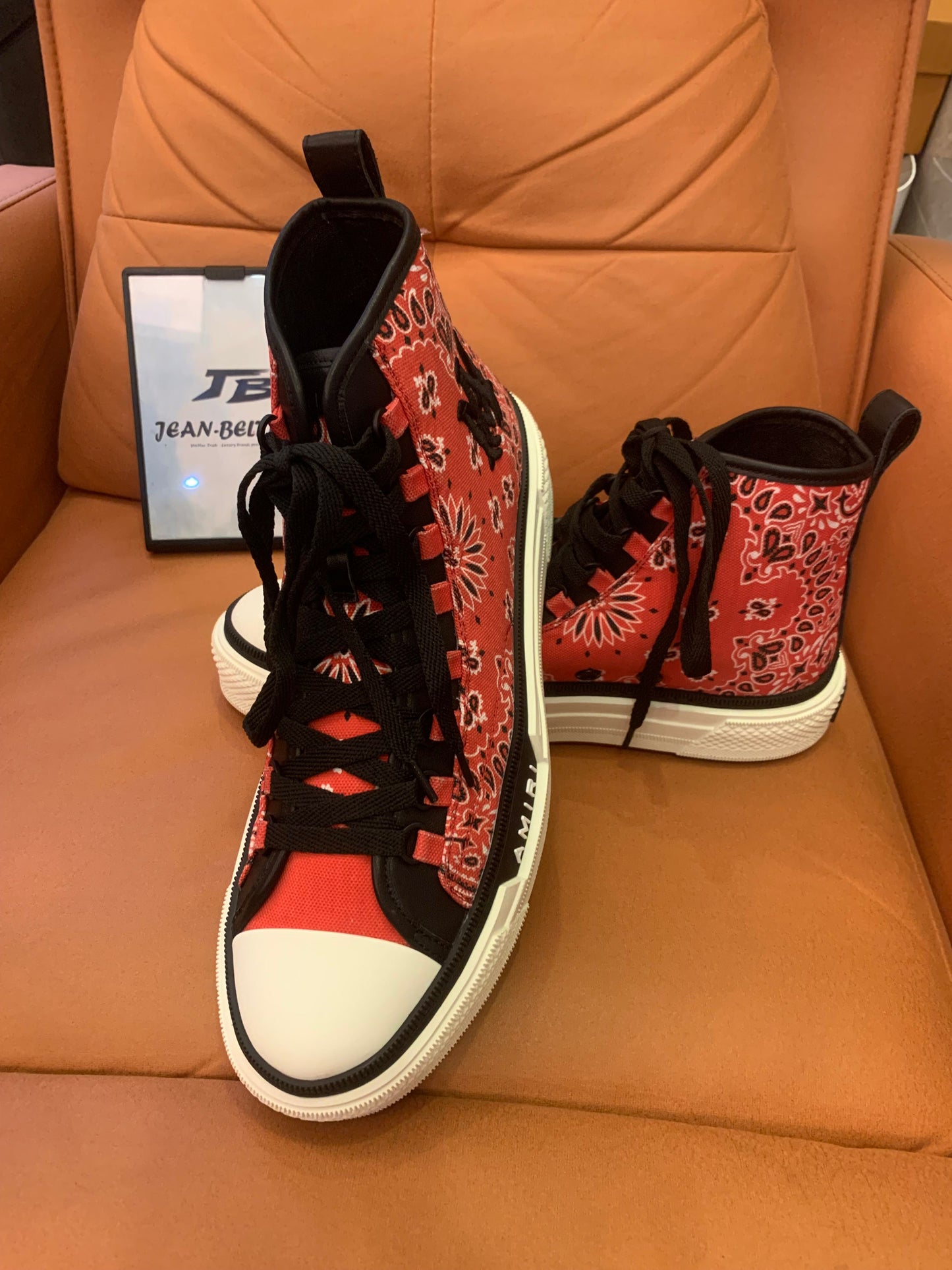 Amiri Cotton Logo Embroidered Contrast Color Canvas Shoes
