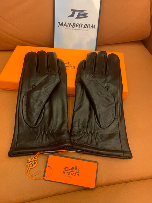 Guantes de cuero negro de Hermes