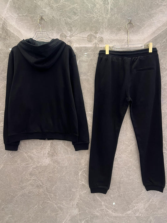 EA7 Emporio Armani black hooded track suit with logo details