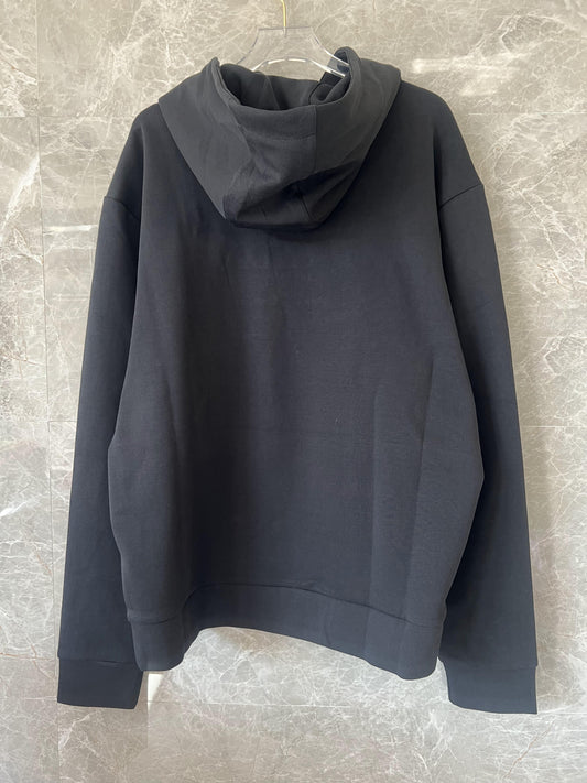 Prada men’s black embroidered logo hoodie