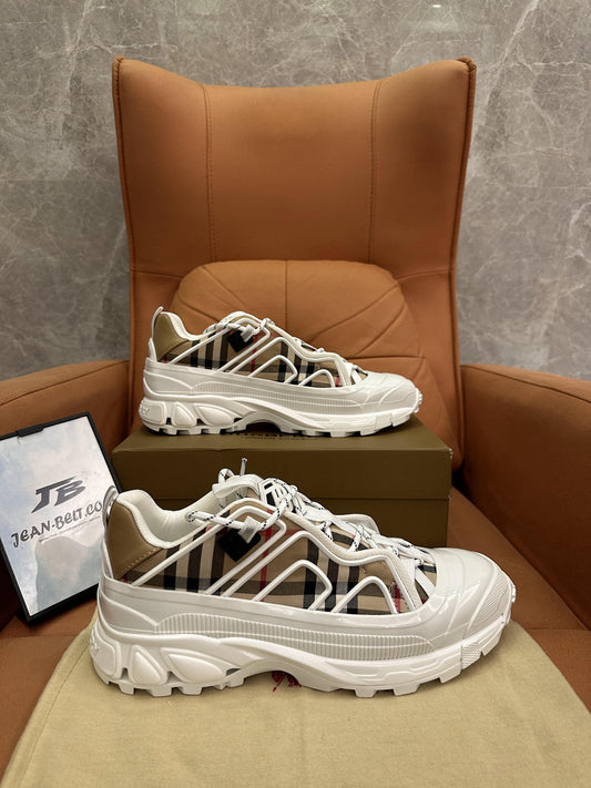 Burberry Arthur Vintage Check Cotton & Leather Chunky Sneakers