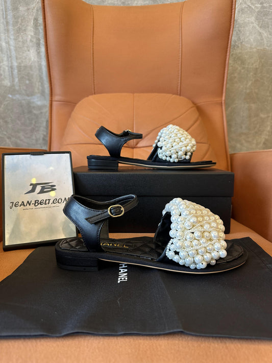 Chanel Pearl Woven Sandals