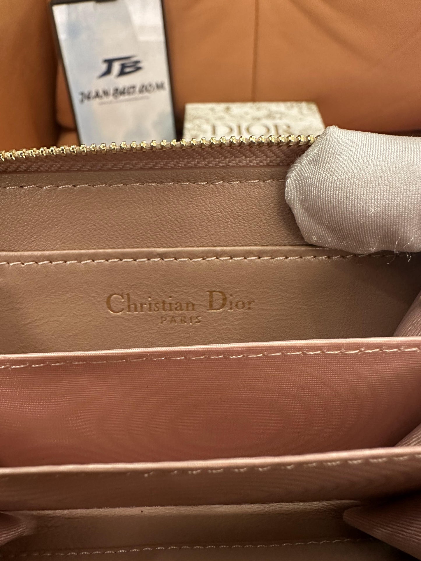 Cartera Dior Caro - cannage acolchado beige