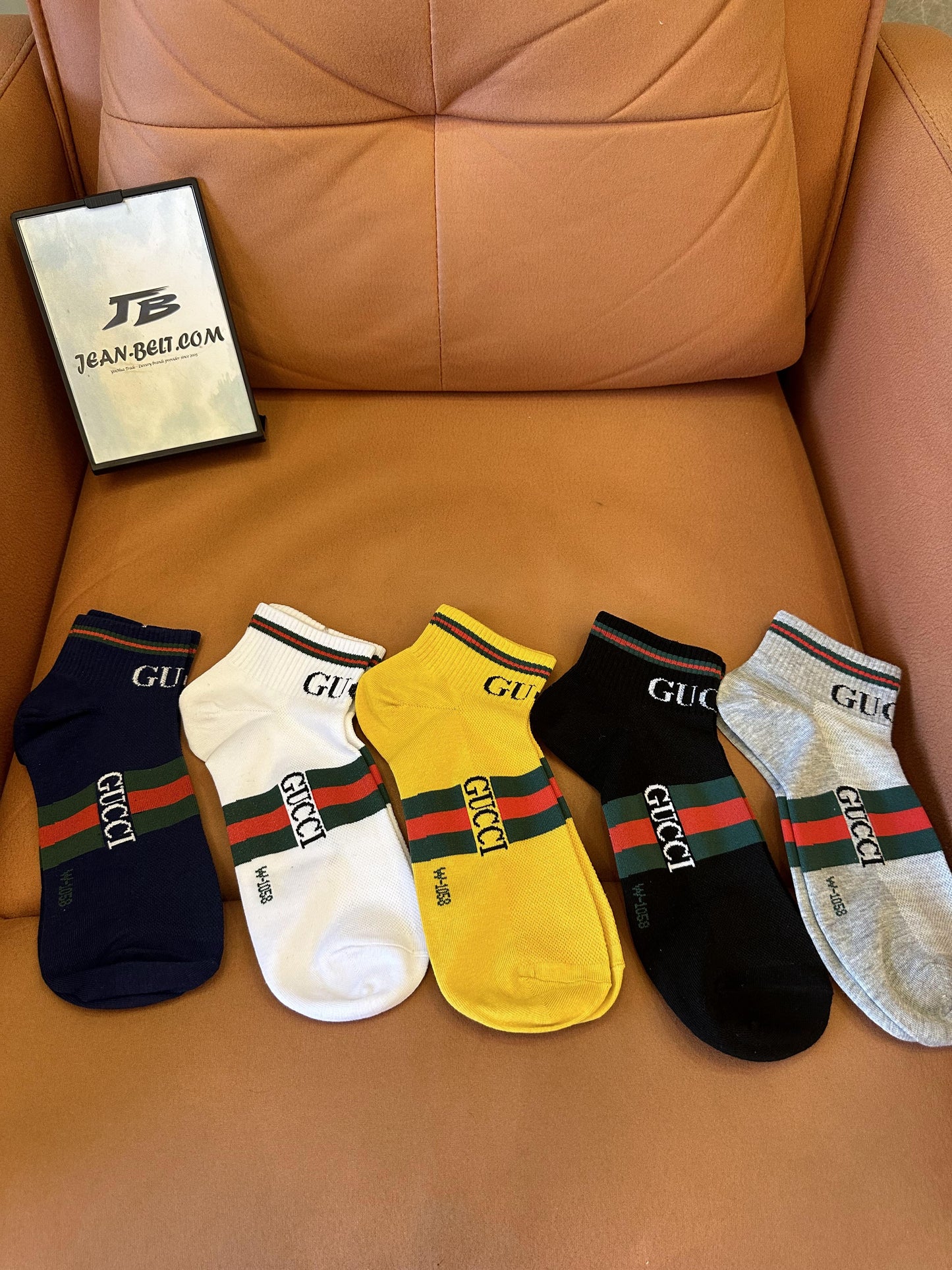 Conjunto de calcetines tobilleros Gucci con rayas clásicas verdes y rojas (5 pares)