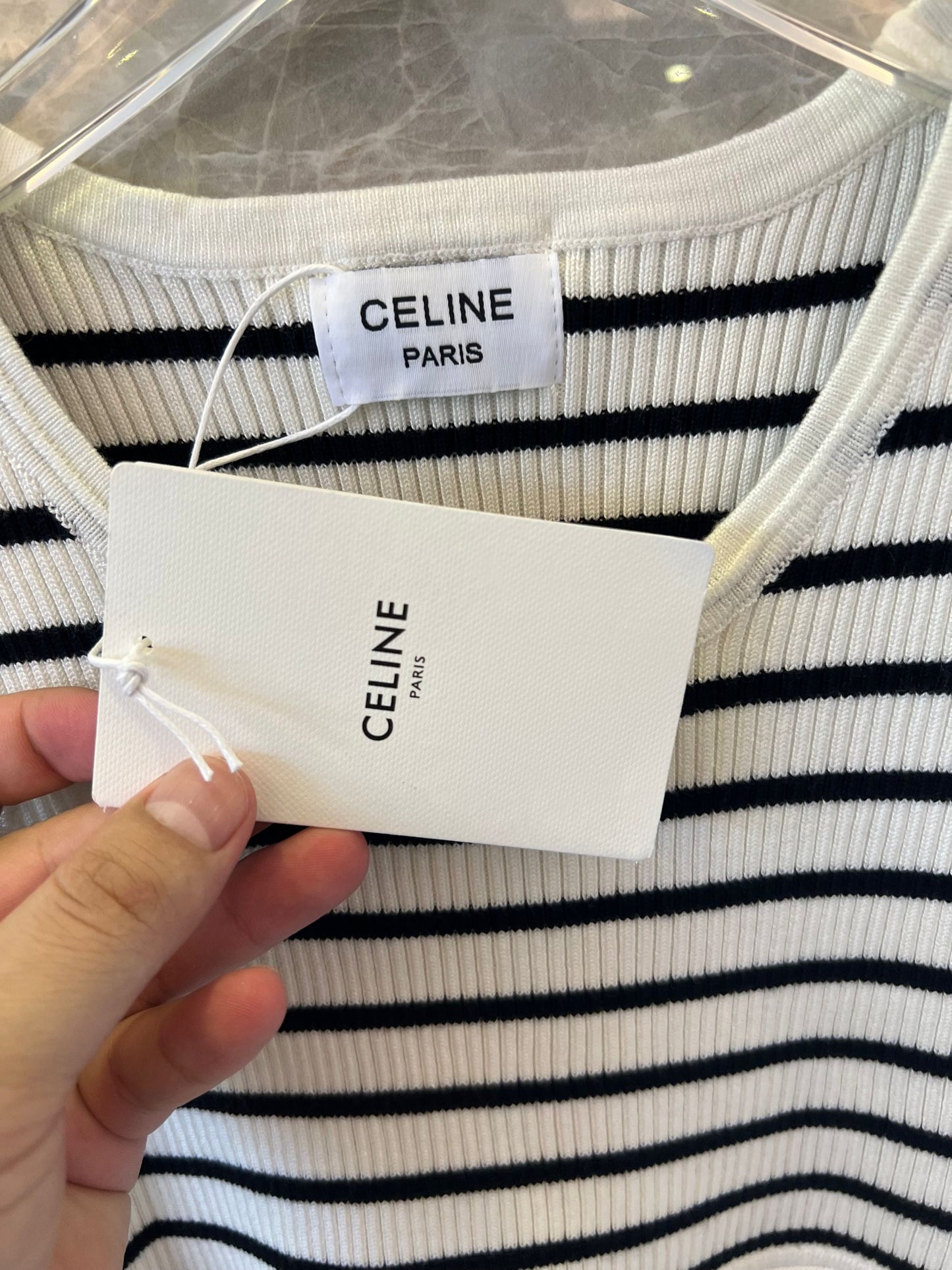 Celine Paris Ribbed Striped Crop Top