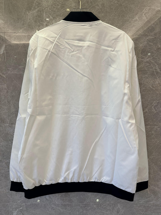 Chaqueta bomber de tejido técnico blanco de Prada con detalle del logotipo característico