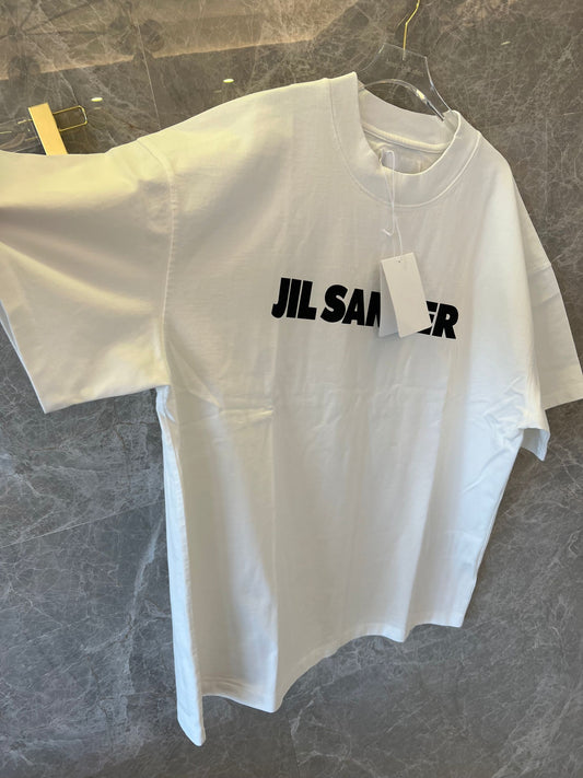 Camiseta de algodón con estampado de Jil Sander - blanca