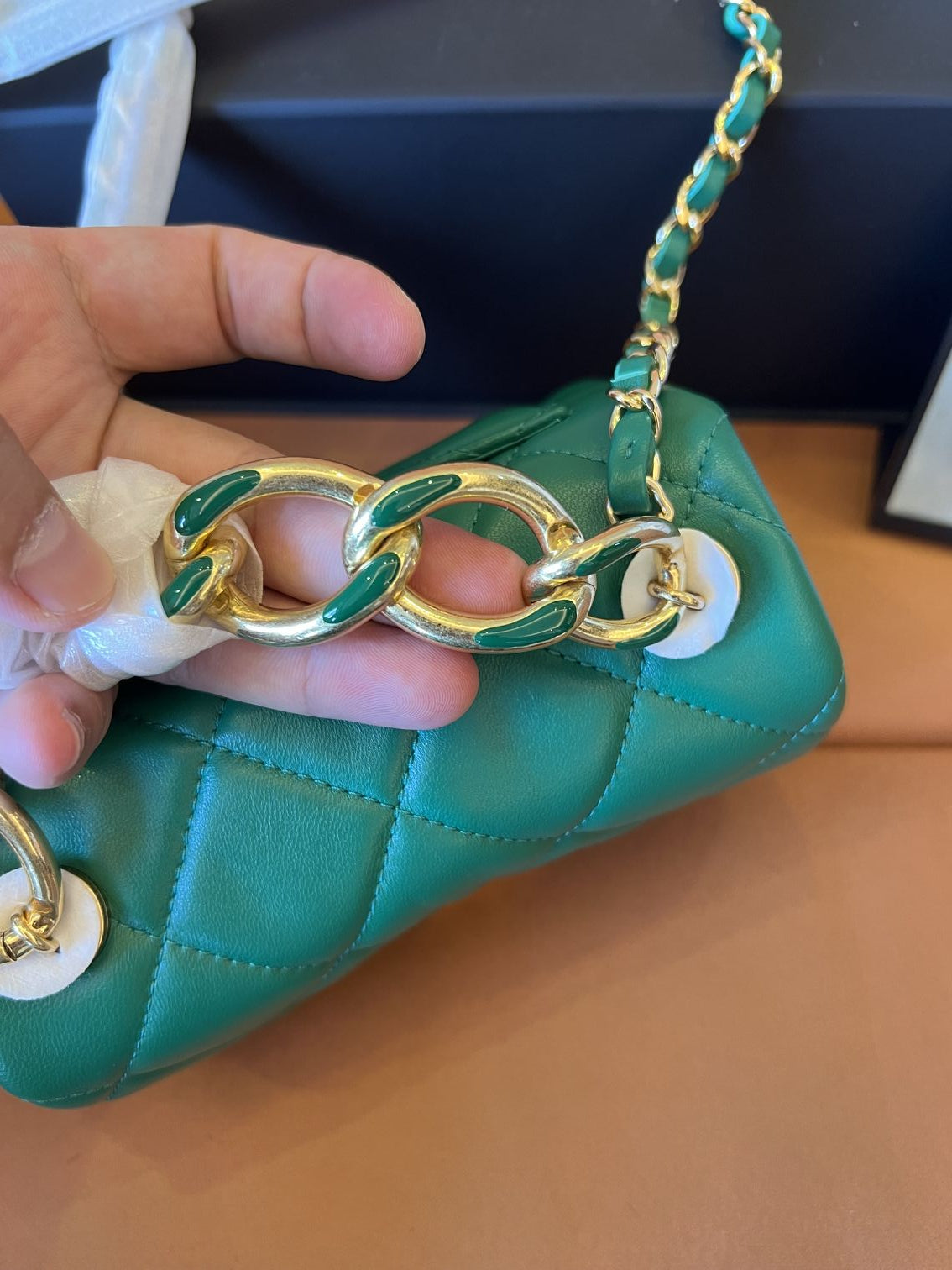 Chanel Lambskin Quilted Mini Flap Bag Green