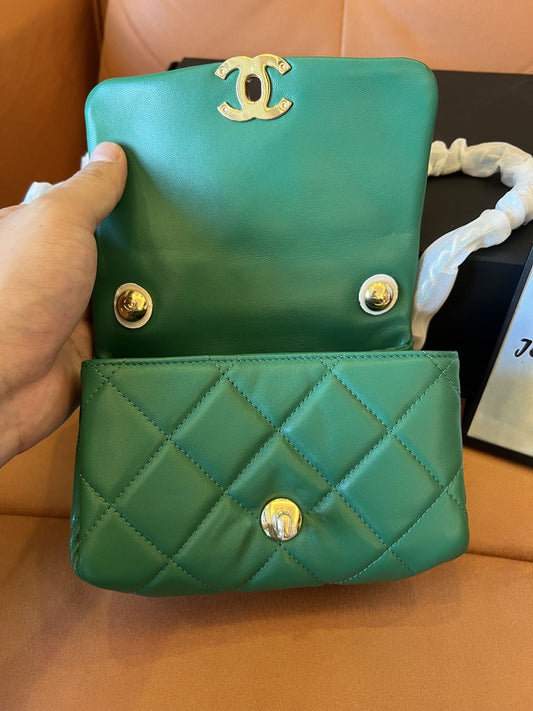 Chanel Lambskin Quilted Mini Flap Bag Green