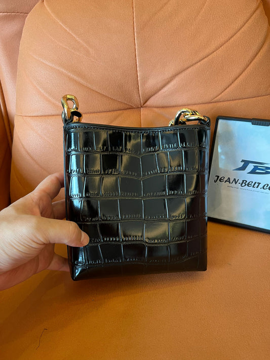 TOM FORD mini croc embossed maxi chain bag in black