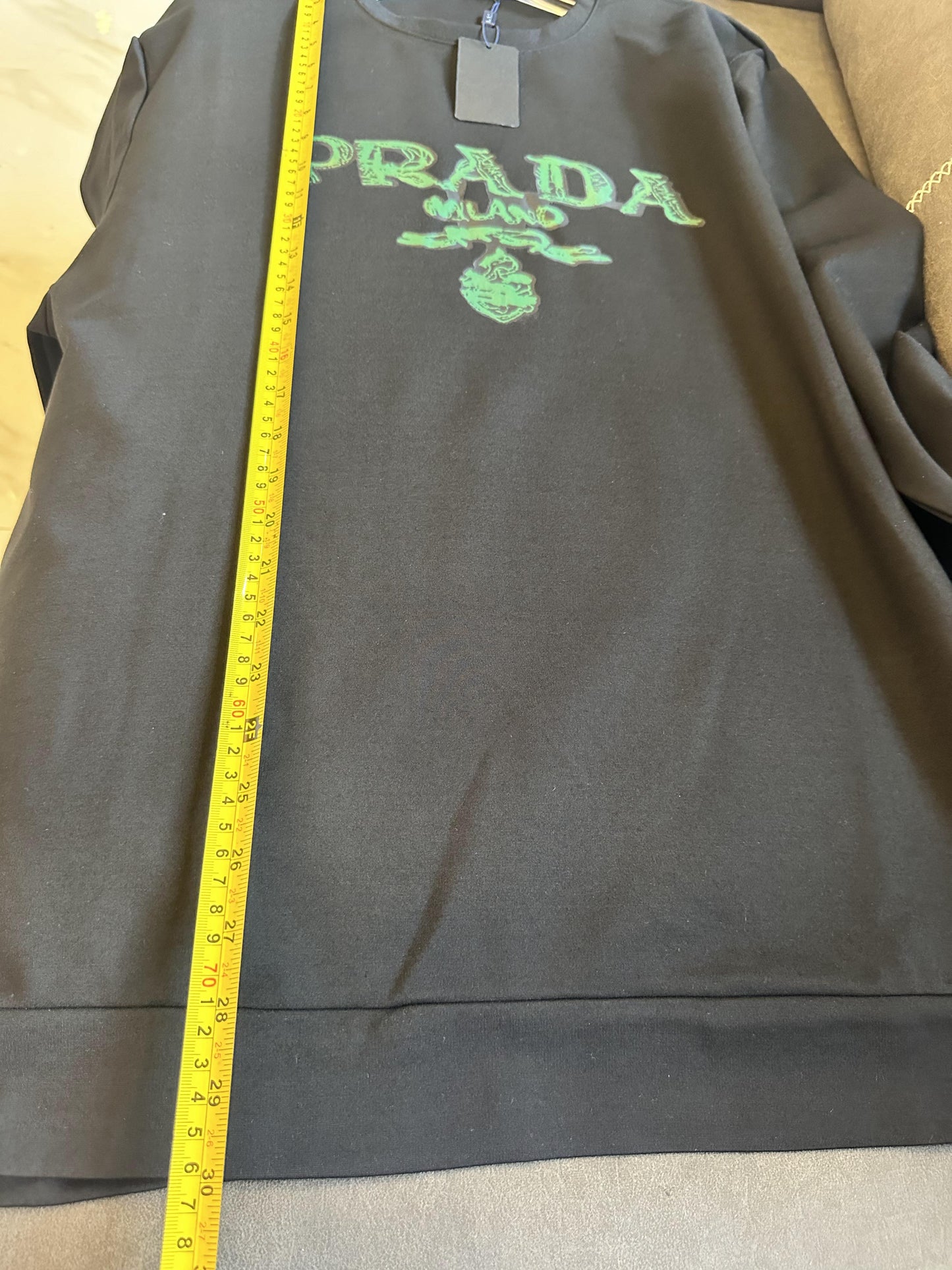 Prada milano black sweatshirt with embossed logo
