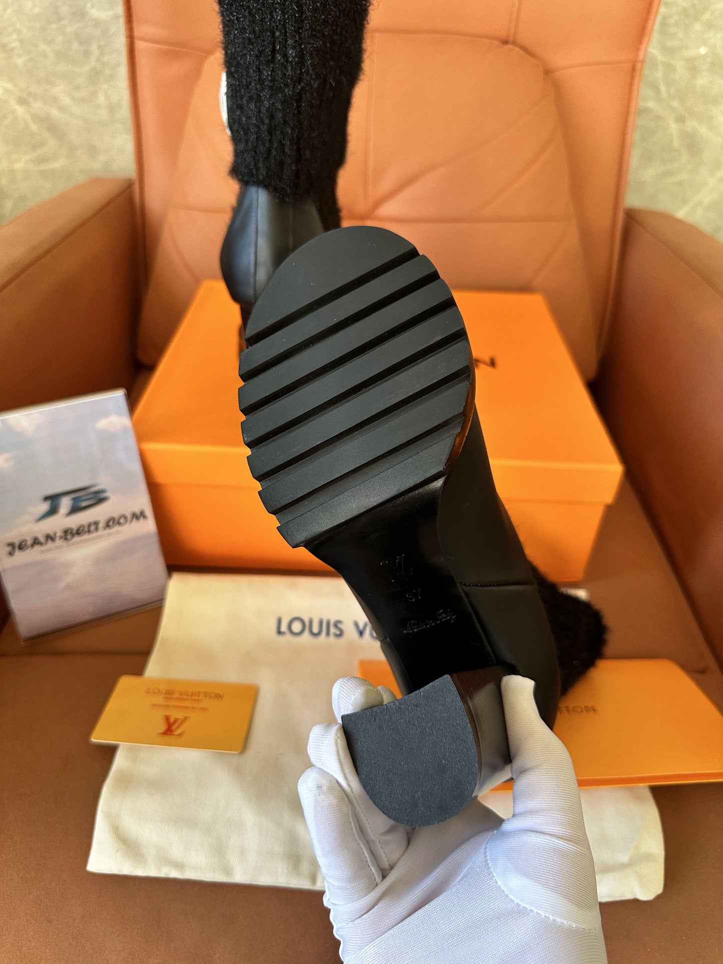 Botas meia com estampa gráfica Louis Vuitton Lerther