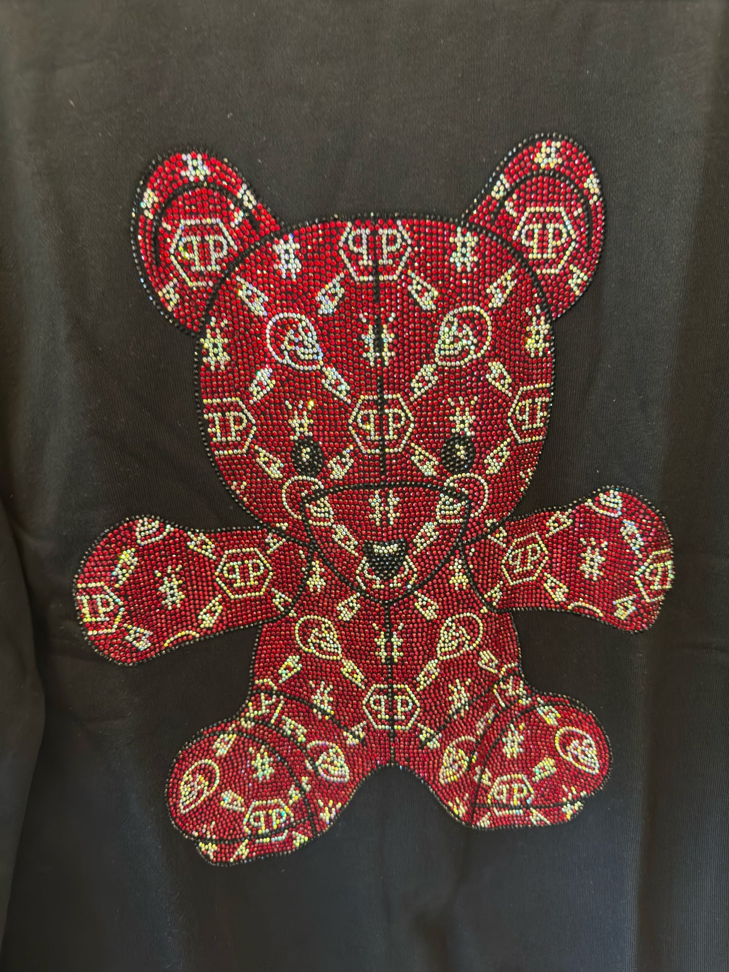 Sudadera negra de Philipp Plein con motivo de oso adornado con cristales