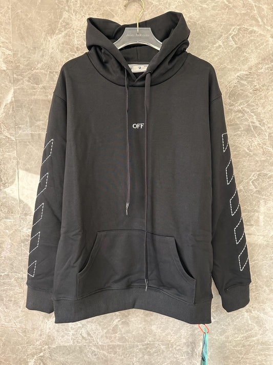 Off-White signature black hoodie with embroidered arrows