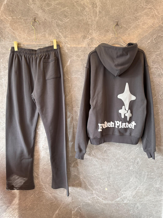 "Broken Planet 'Trust Your Universe' Hoodie & Sweatpants Set – Dark Gray
