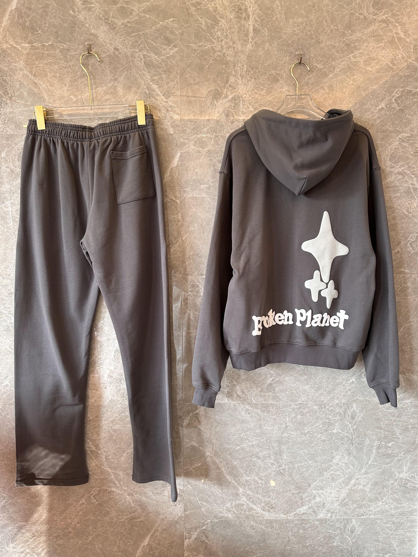 "Broken Planet 'Trust Your Universe' Hoodie & Sweatpants Set – Dark Gray
