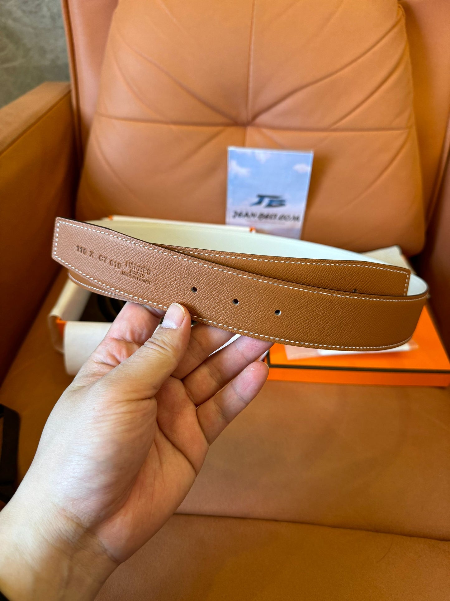 Hermes reversible leather belt with H buckle