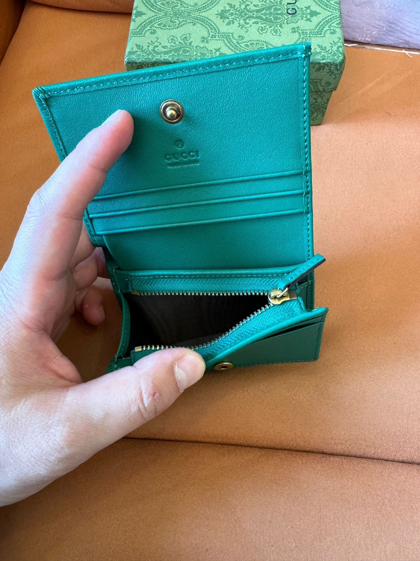 Cartera Gucci Bamboo 1947 GG – verde esmeralda