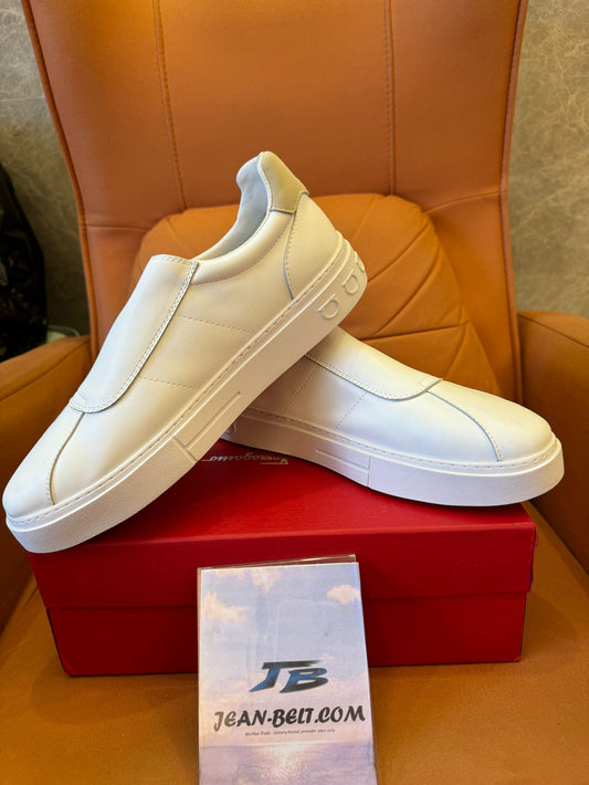Salvatore Ferragamo Velcro slip-on sneakers in white leather