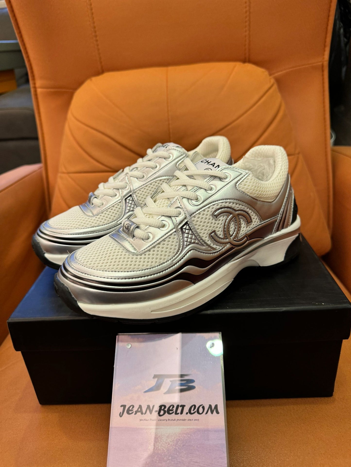 Chanel Mesh & Metallic Leather Sneakers