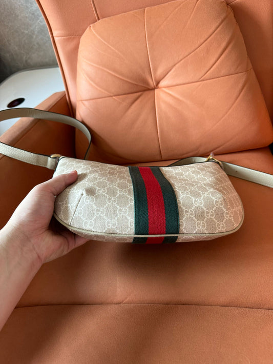 Gucci ophidia half moon hobo gg coated small canvas bag