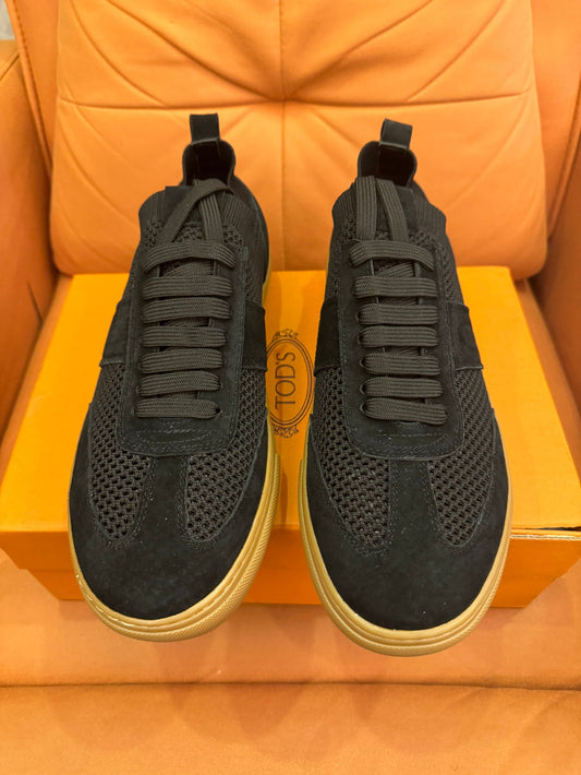 Tod's men's black mesh suede sneakers