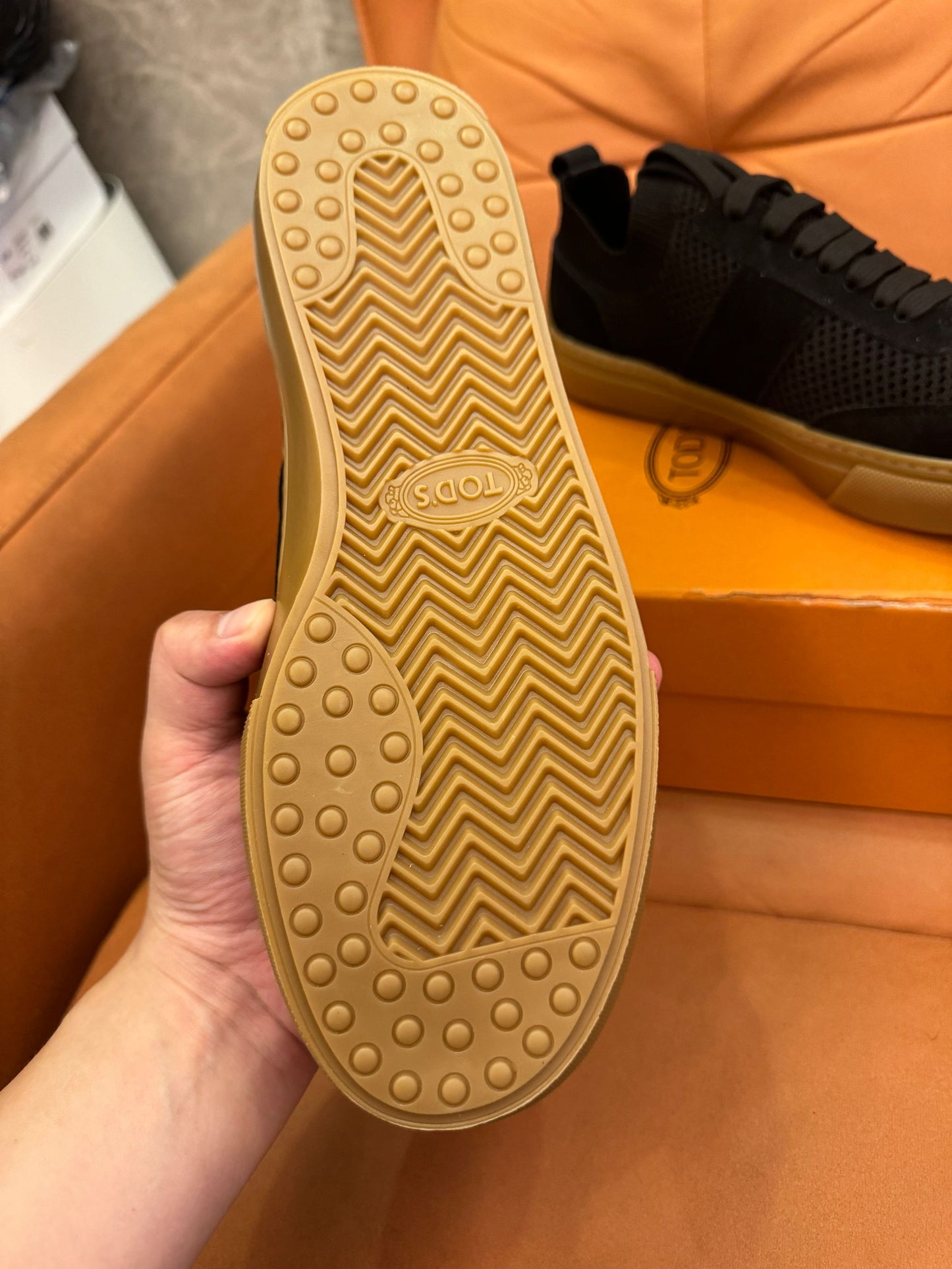 Tod’s Black Knit & Suede Low-Top Sneakers