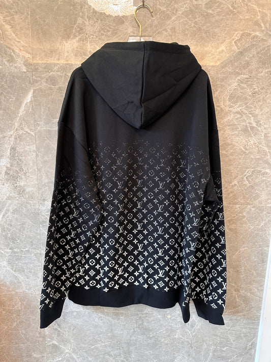 Sudadera con capucha de punto degradado con monograma de Louis Vuitton en negro