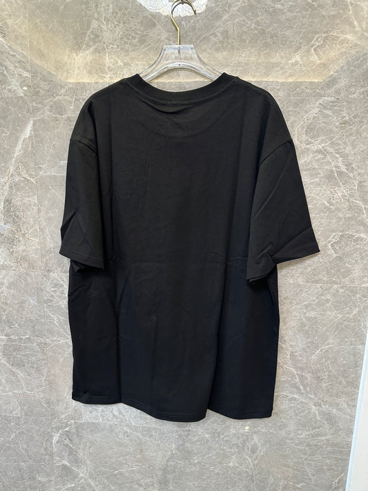 Dior Black T-shirt with Red Embroidered Logo