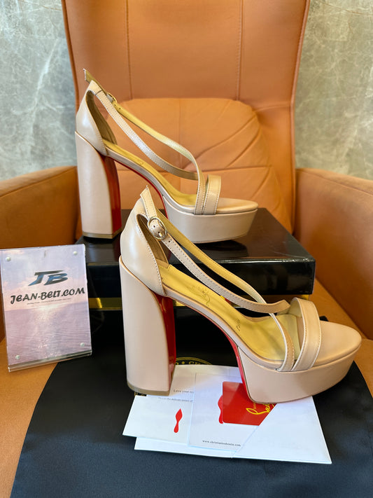 Christian Louboutin Nude Platform Sandals with Red Sole