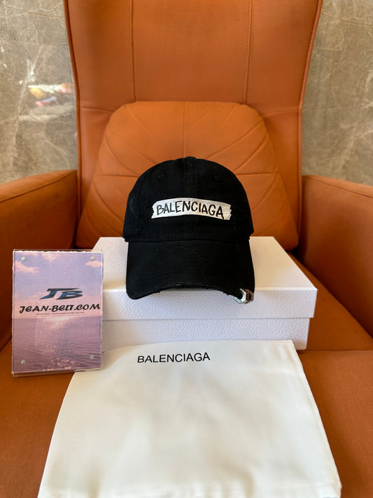 Balenciaga Logo Distressed Cotton Baseball Cap