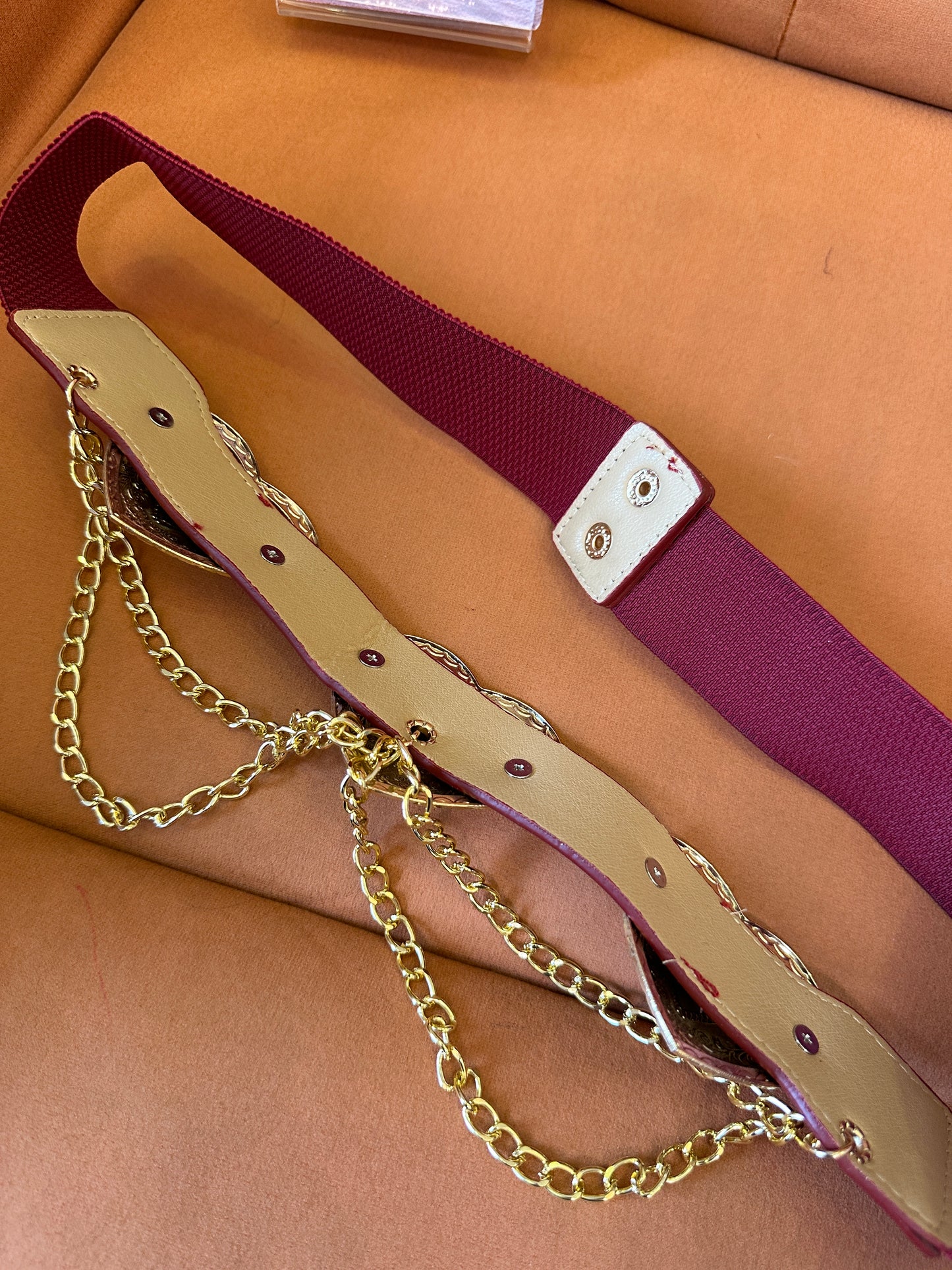 Heart Buckle Waist Belt with Gold Chains