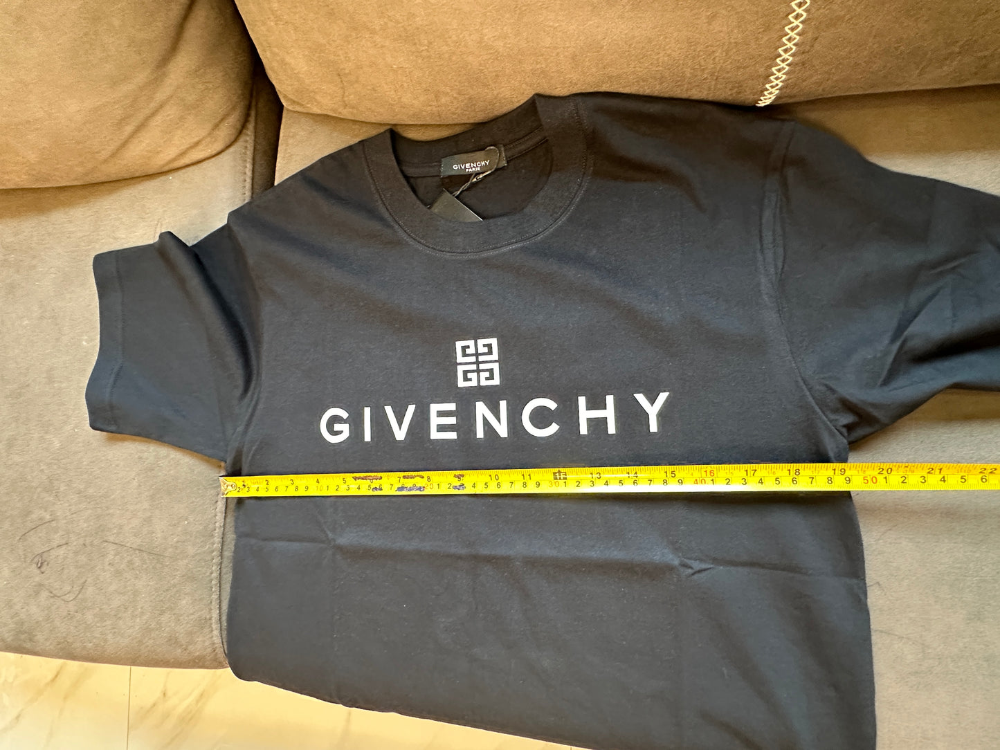 T-shirt Givenchy preta de algodão com logótipo branco estampado