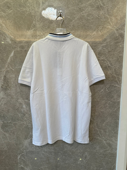 Fendi Men's White Cotton Polo Shirt with FF Logo Collar