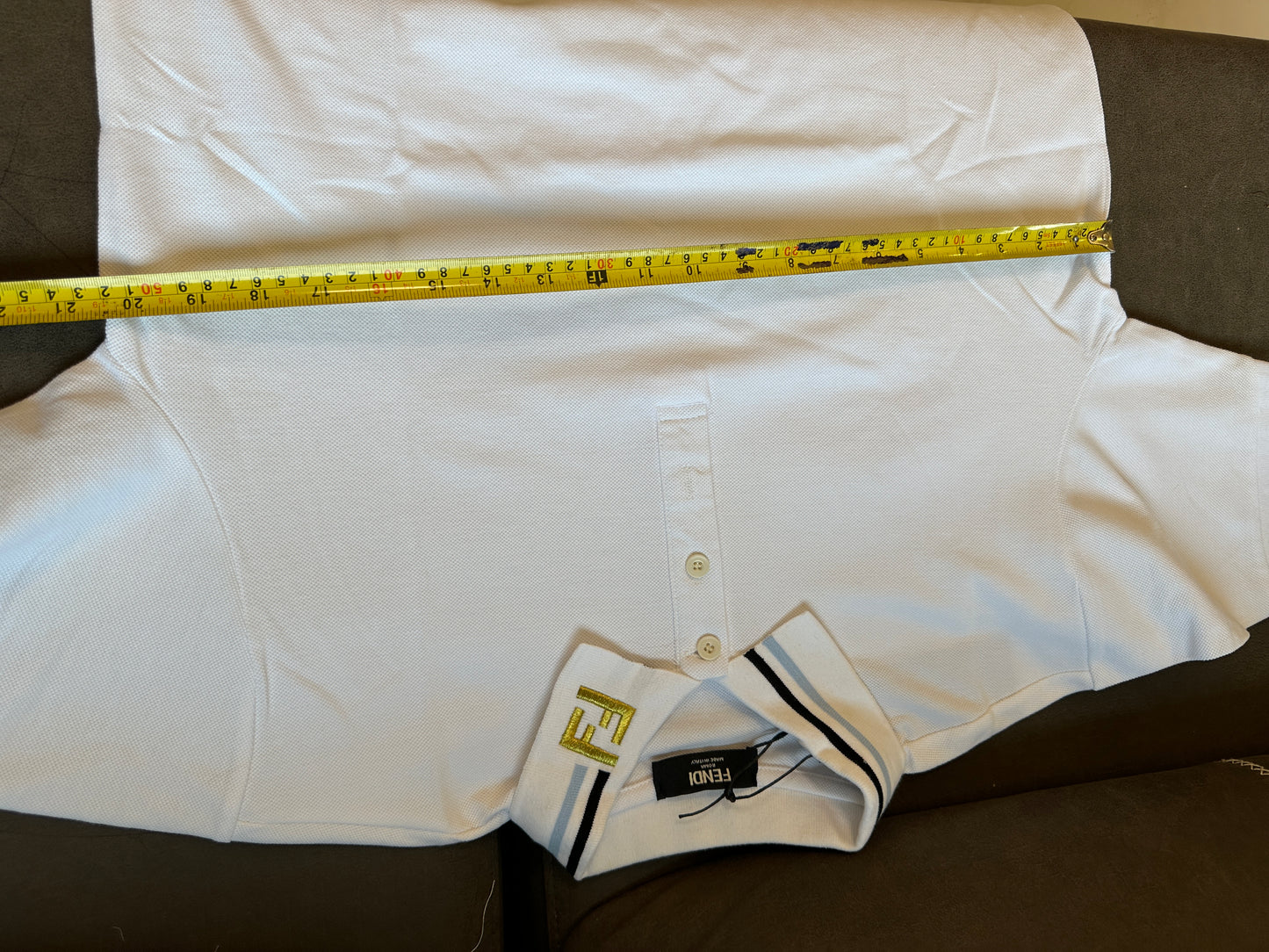 Polo Fendi para homem em algodão branco com logótipo FF na gola