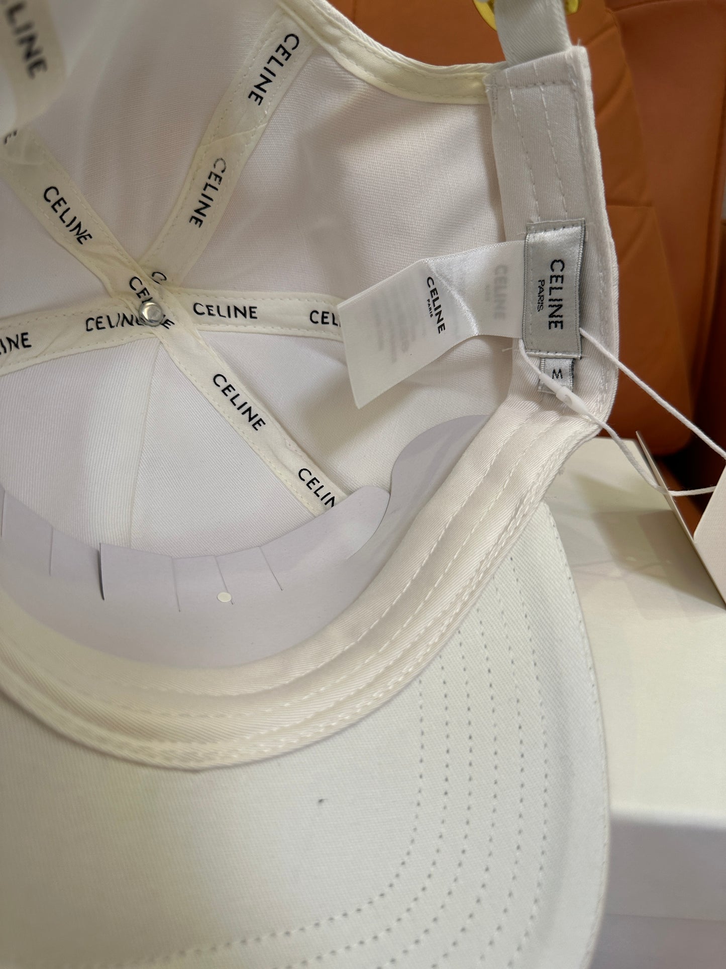 CELINE Triomphe Embroidered Cotton White Baseball Cap Adjustable Hat