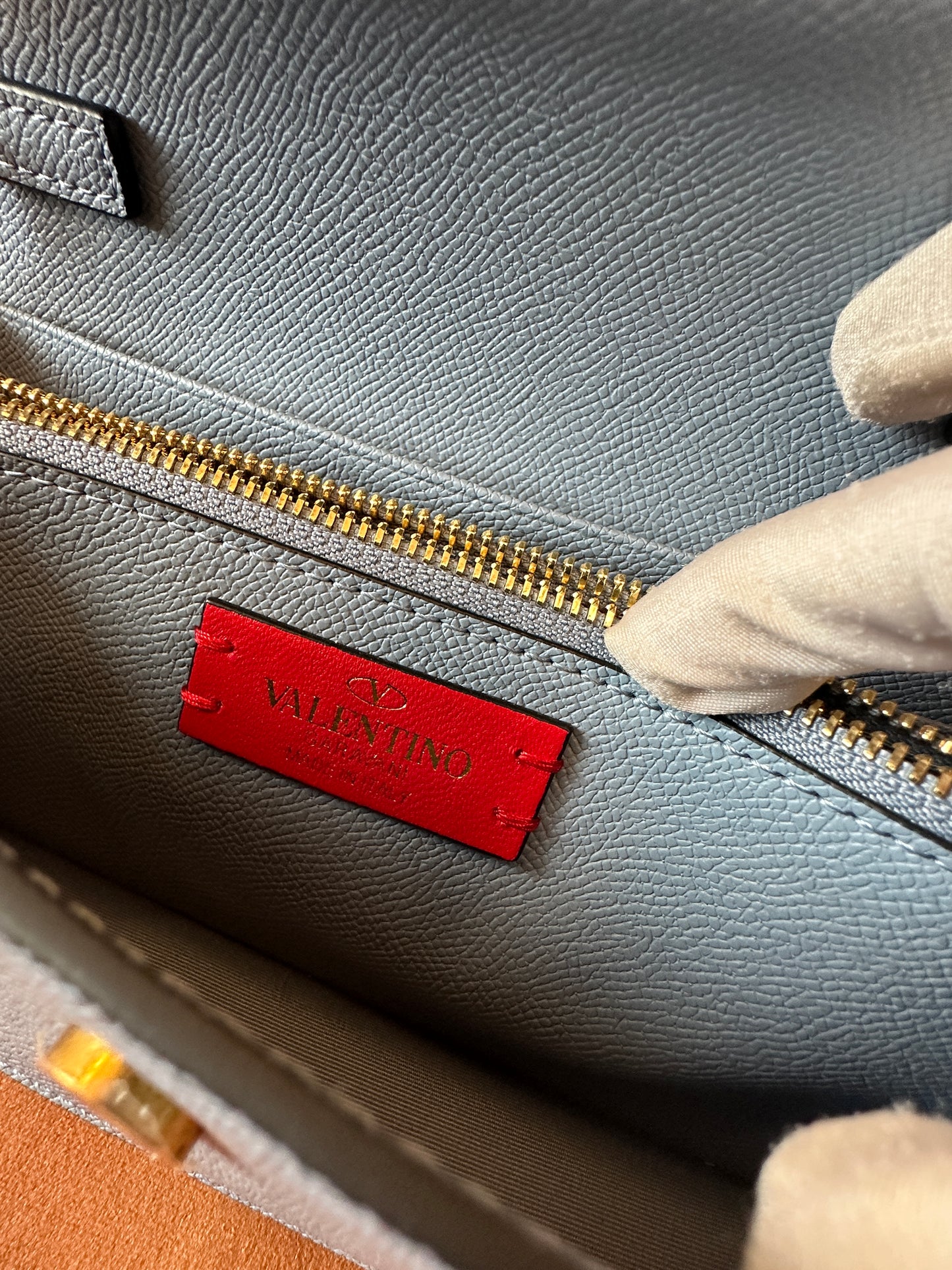 Valentino Garavani VLogo Signature Shoulder Bag in Powder Blue Calfskin
