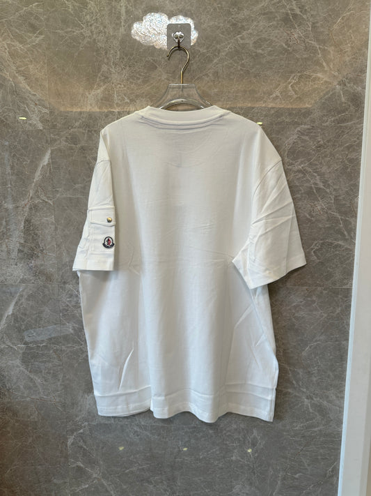 Moncler MON1952 white cotton t-shirt – logo arm patch & minimalist design