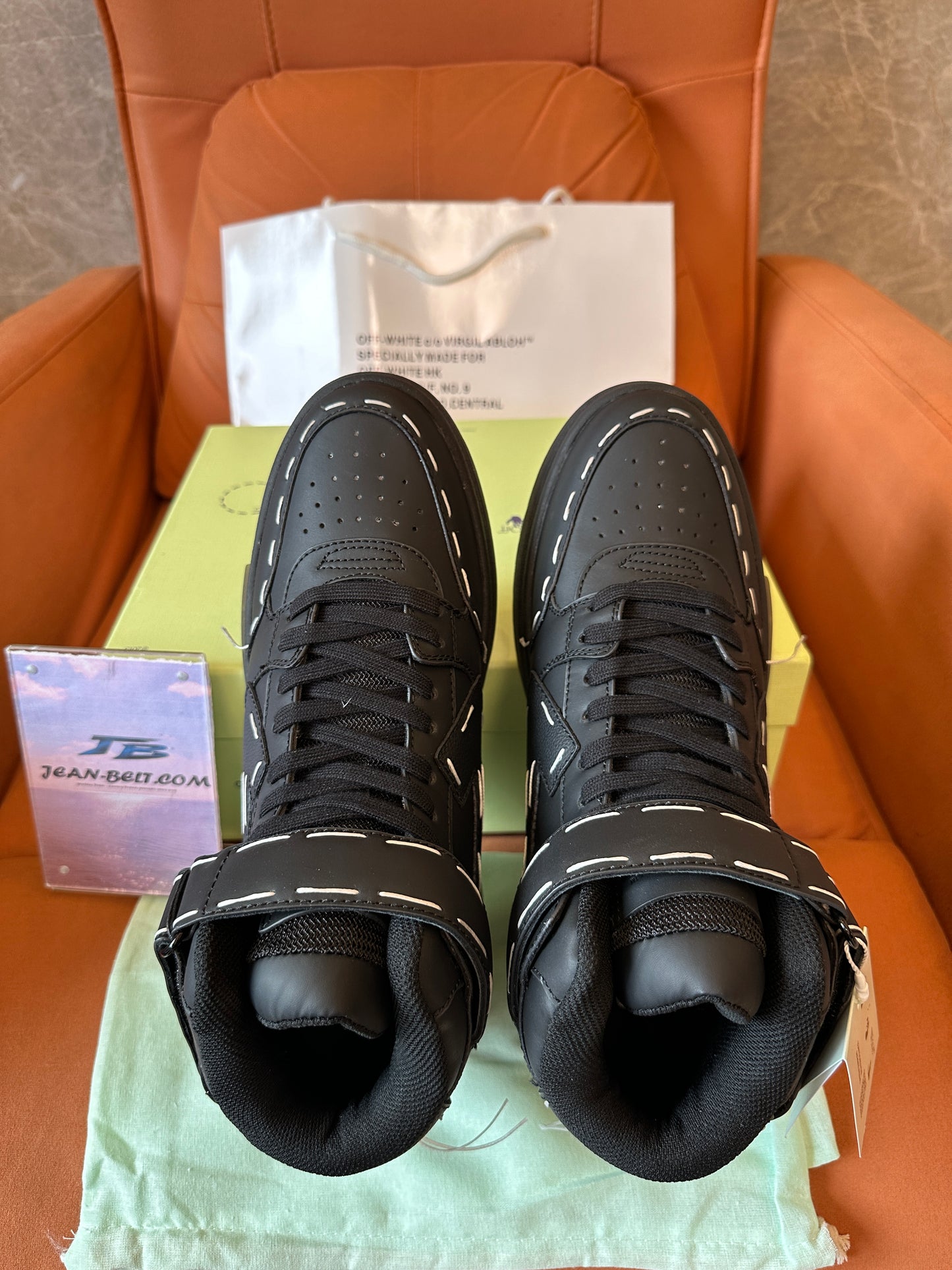 Off-White Off-Court High Top Arrow Leather Sneakers Black