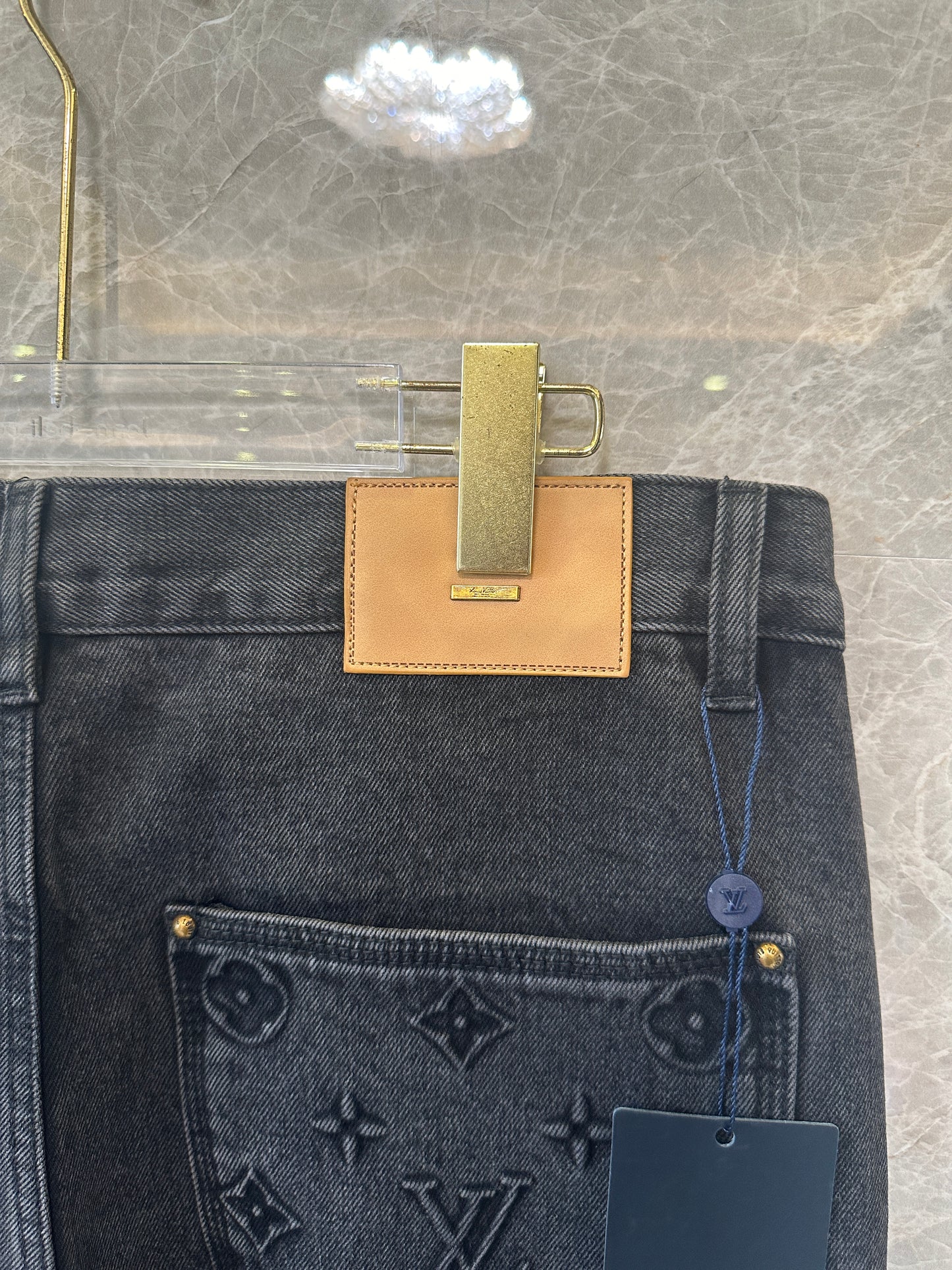 Louis Vuitton Monogram Patchwork Denim Cargo Pants Black