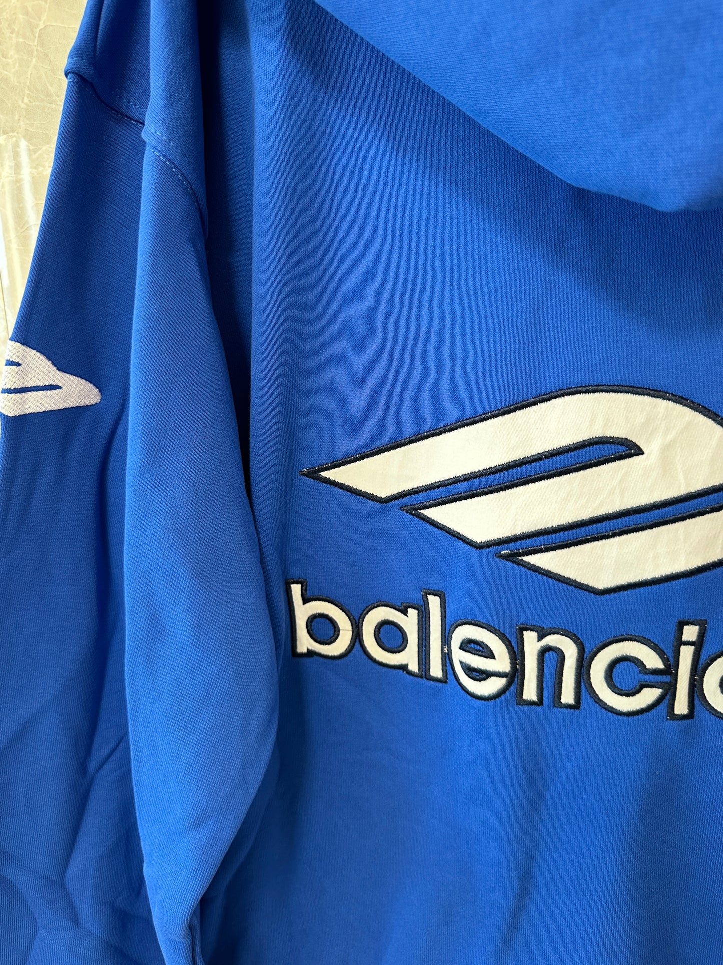 Balenciaga Oversized Logo Hoodie Blue Streetwear Pullover Sweatshirt