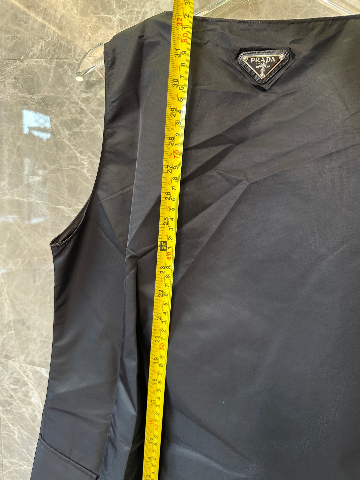 Prada Black Re-Nylon Sleeveless Drawstring Hem Dress