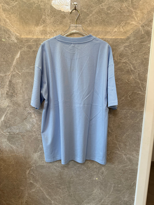 Dior CD Icon Embroidered Logo T-shirt – Light Blue Cotton Oversized Tee