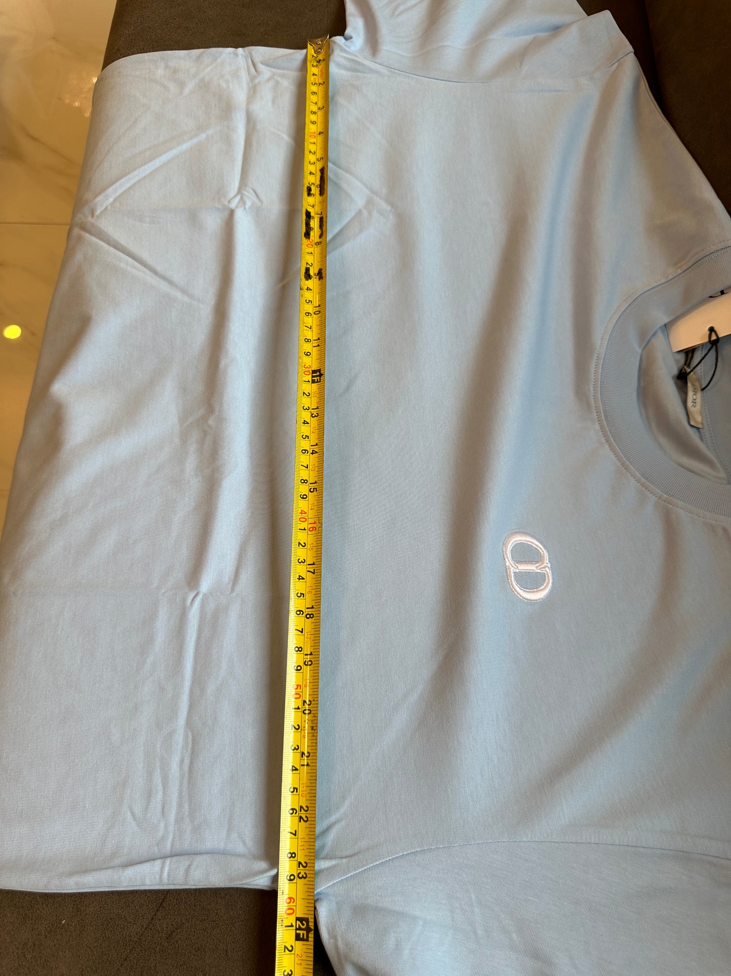 Dior CD Icon Embroidered Logo T-shirt – Light Blue Cotton Oversized Tee