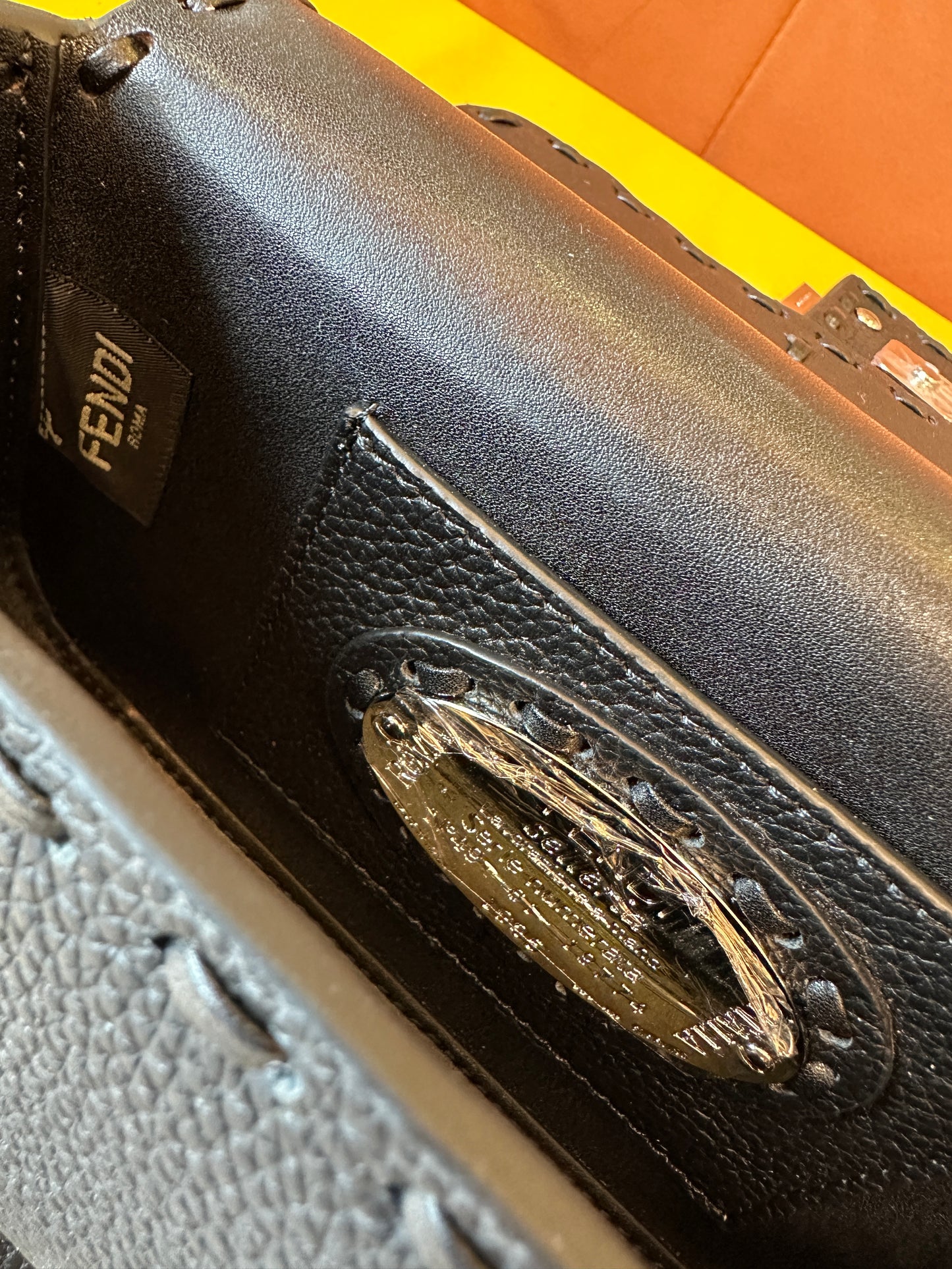 Fendi Mini Baguette Bag in Black Leather with Silver FF Logo